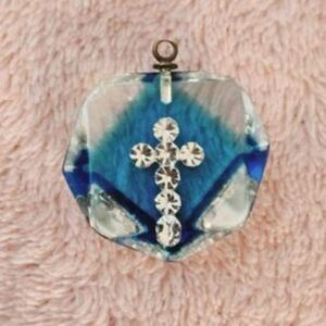 RARE VINTAGE Blue Glass Pendant